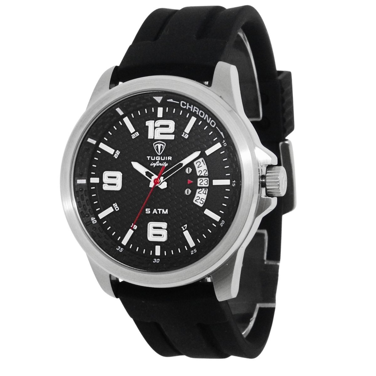 Relógio Masculino de Aço Tuguir Analógico Infinity 9169F Prata e Preto (DCRE: 2024/14948-5) Prata/Preto 5