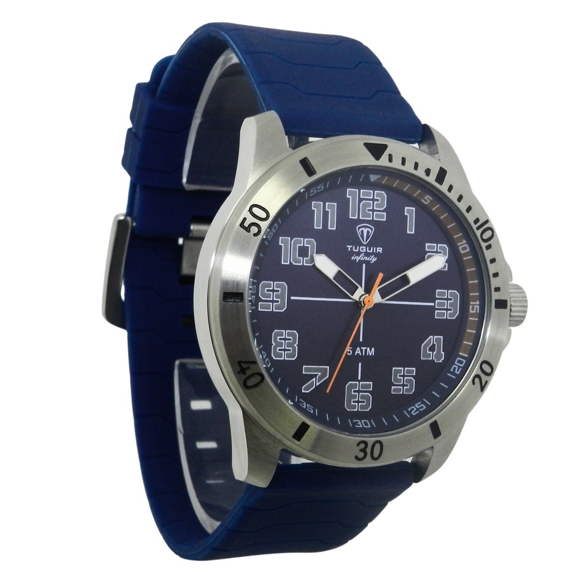 Relógio Masculino de Aço Tuguir Analógico Infinity 9169H Prata e Azul e Laranja (DCRE: 2024/14948-5) Prata/Azul 4