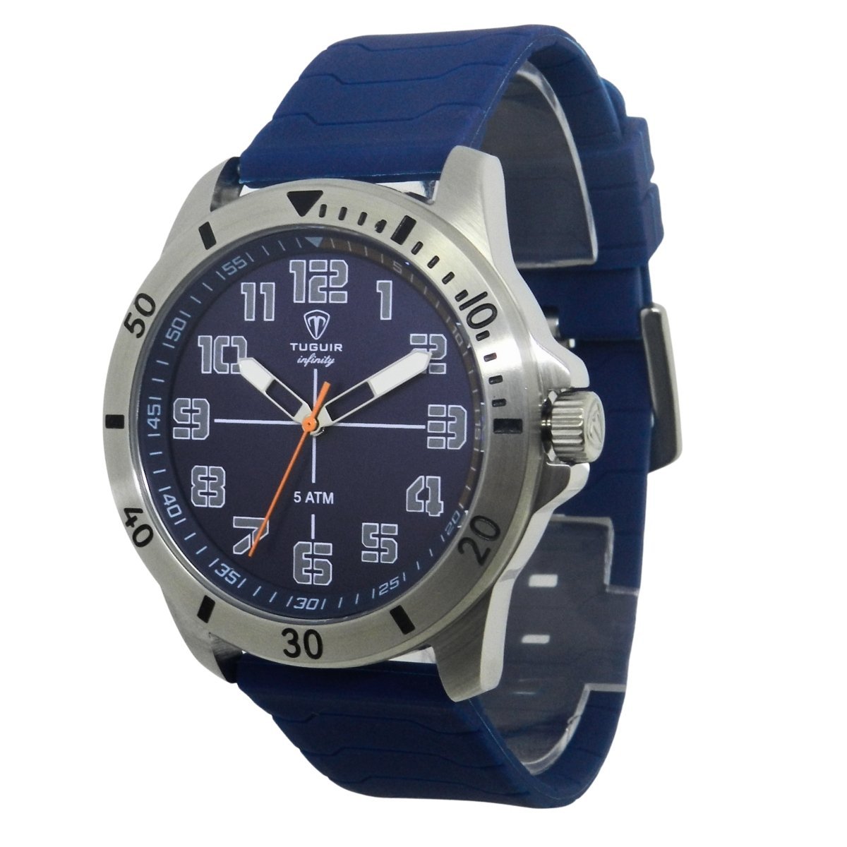 Relógio Masculino de Aço Tuguir Analógico Infinity 9169H Prata e Azul e Laranja (DCRE: 2024/14948-5) Prata/Azul 5