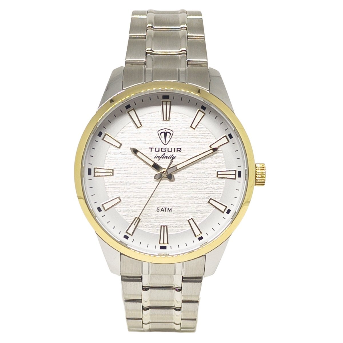 Relógio Masculino de Aço Tuguir Analógico Infinity 23-2229 Prata e Dourado (DCRE: 2024/14948-5)
