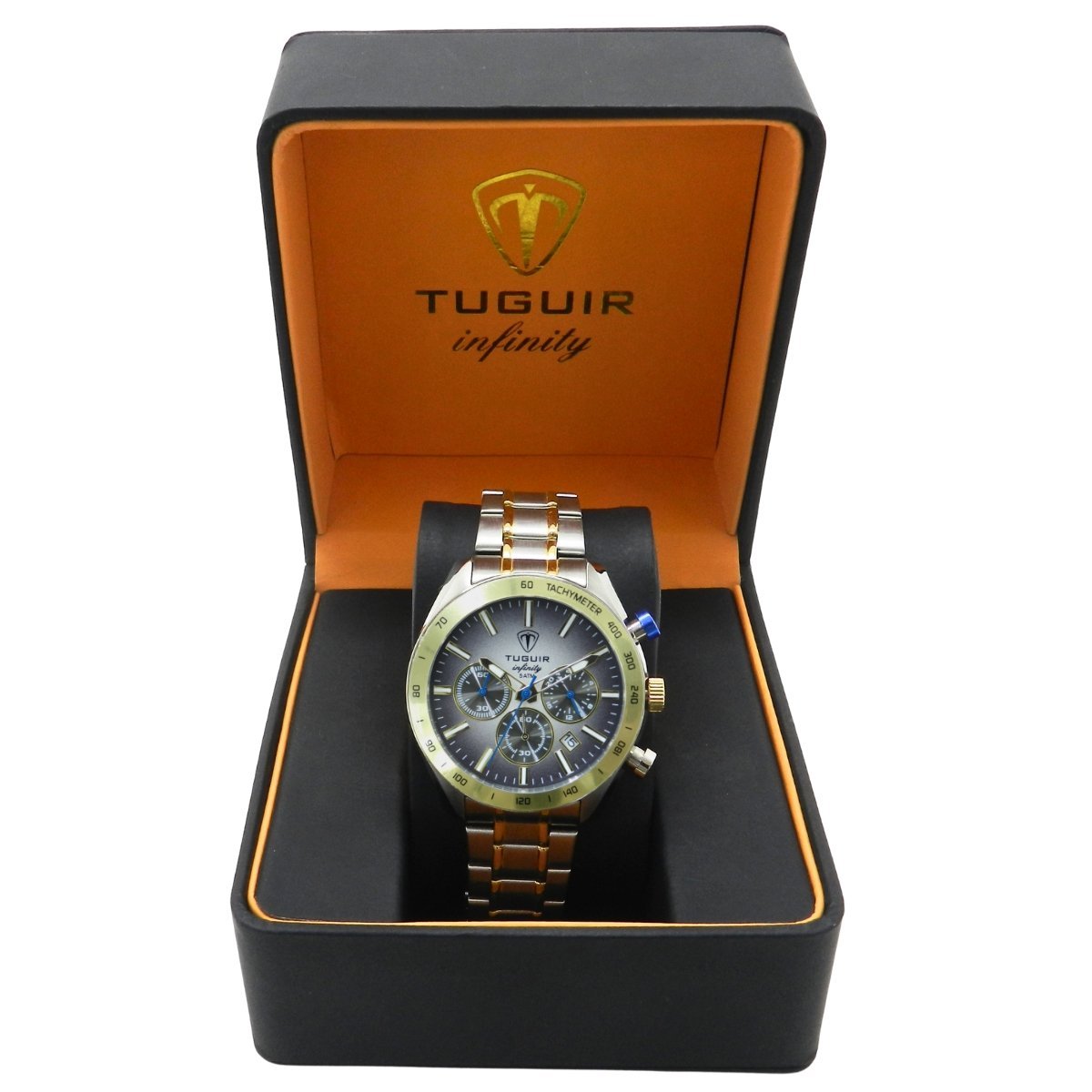 Relógio Cronógrafo Masculino de Aço Tuguir Analógico Infinity 23-2231 Prata e Dourado (DCRE: 2024/15949-9) Prata/Dourado 2