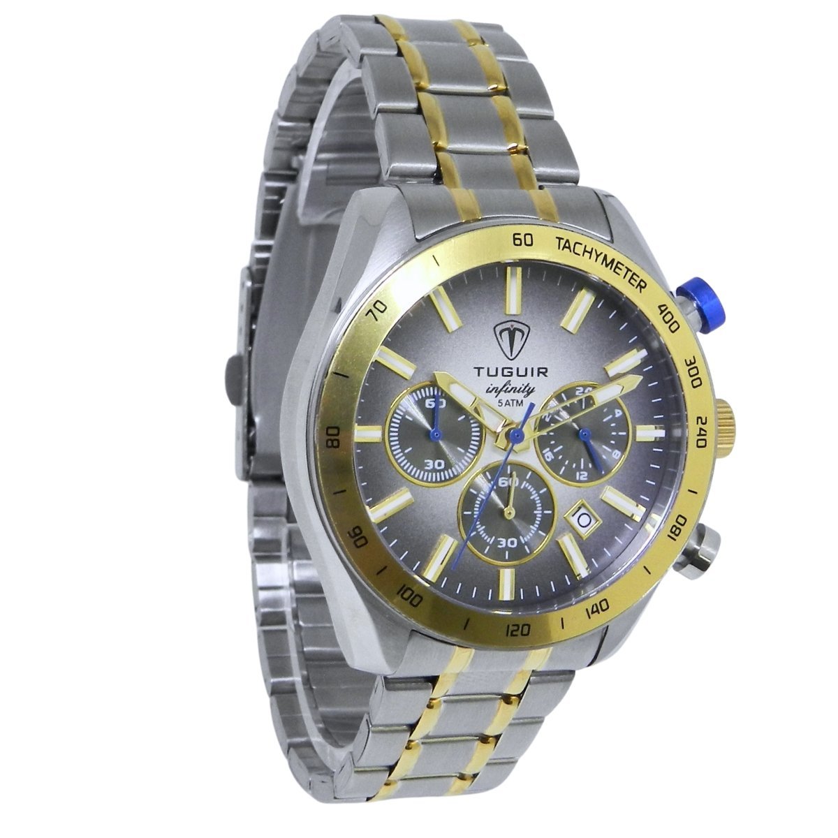 Relógio Cronógrafo Masculino de Aço Tuguir Analógico Infinity 23-2231 Prata e Dourado (DCRE: 2024/15949-9) Prata/Dourado 3