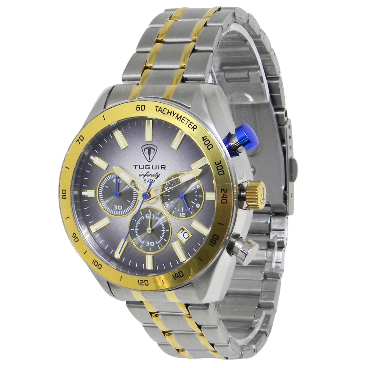 Relógio Cronógrafo Masculino de Aço Tuguir Analógico Infinity 23-2231 Prata e Dourado (DCRE: 2024/15949-9) Prata/Dourado 4