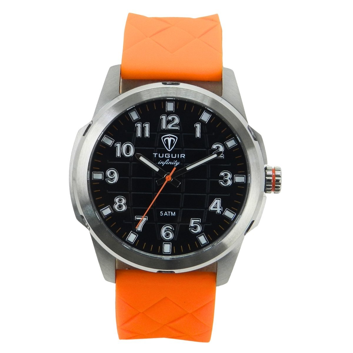 Relógio Masculino de Aço Tuguir Analógico Infinity 23-2236 Prata e Laranja (DCRE: 2024/14948-5)