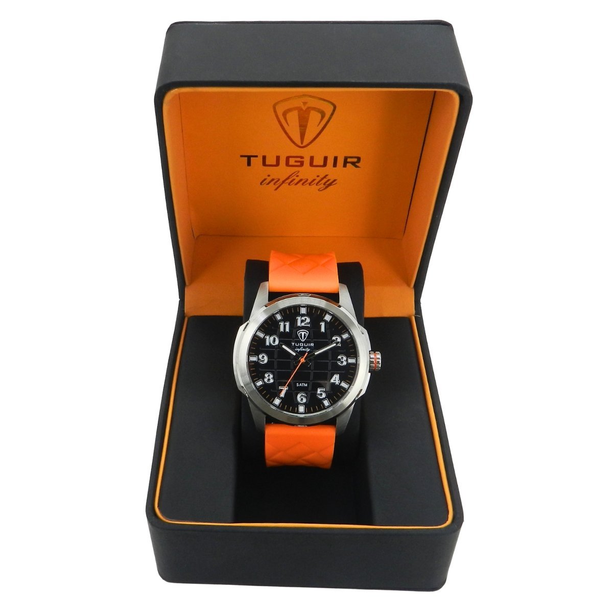 Relógio Masculino de Aço Tuguir Analógico Infinity 23-2236 Prata e Laranja (DCRE: 2024/14948-5) Prata/Laranja 2