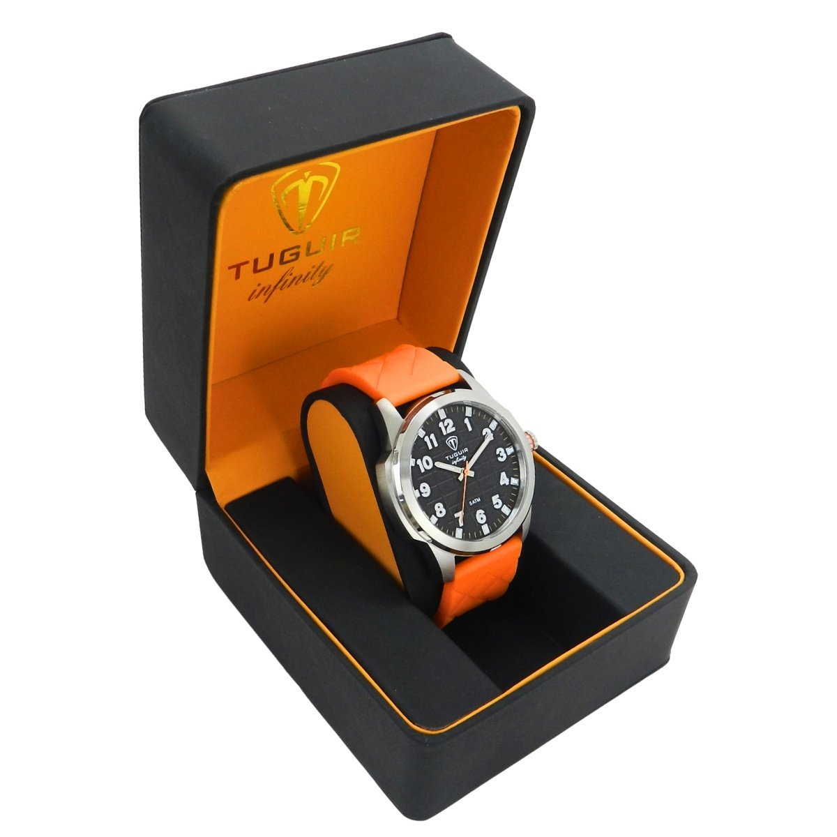 Relógio Masculino de Aço Tuguir Analógico Infinity 23-2236 Prata e Laranja (DCRE: 2024/14948-5) Prata/Laranja 3