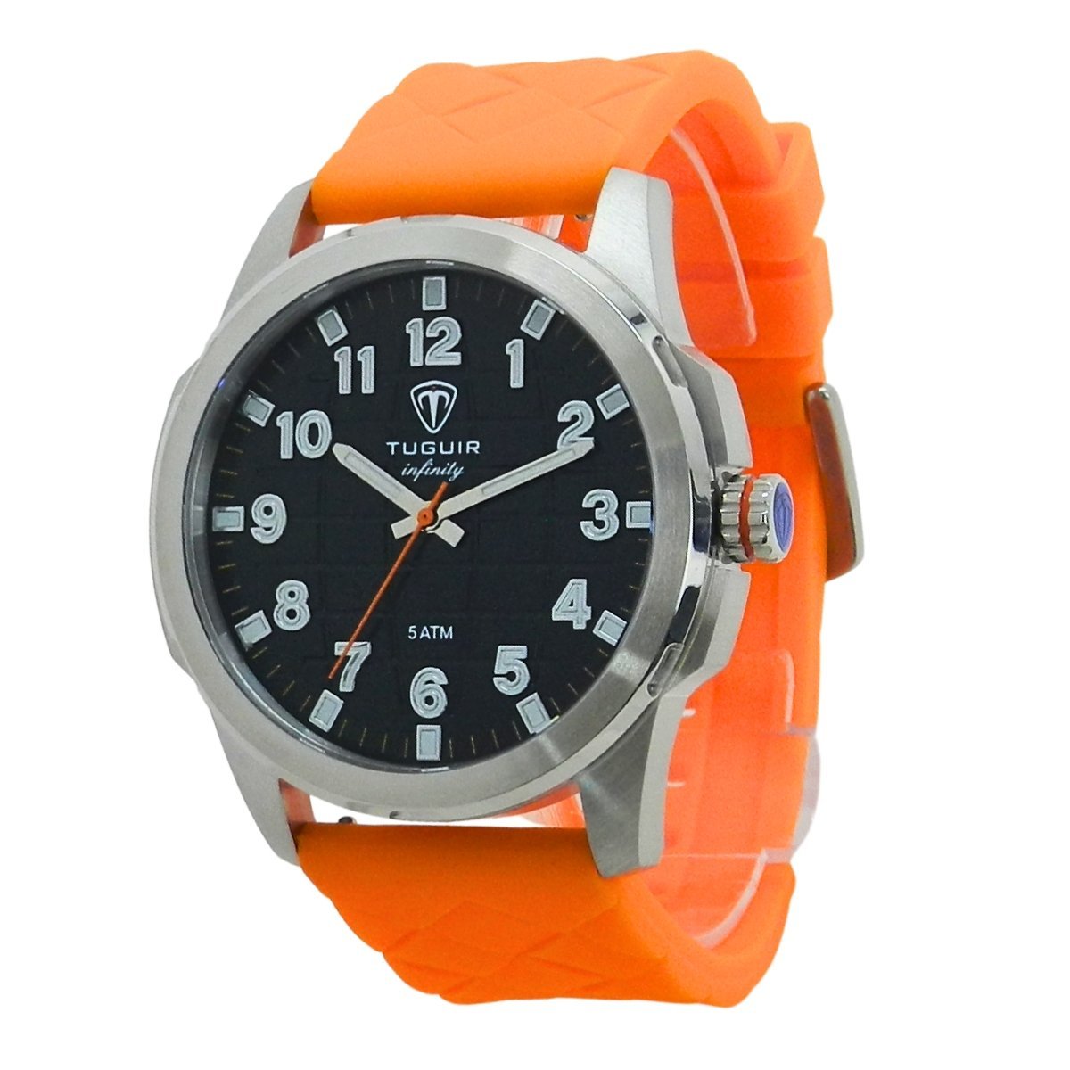 Relógio Masculino de Aço Tuguir Analógico Infinity 23-2236 Prata e Laranja (DCRE: 2024/14948-5) Prata/Laranja 5