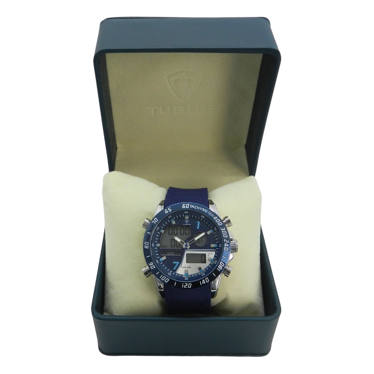 Relógio Masculino Tuguir AnaDigi 2308 Prata e Azul Azul 2