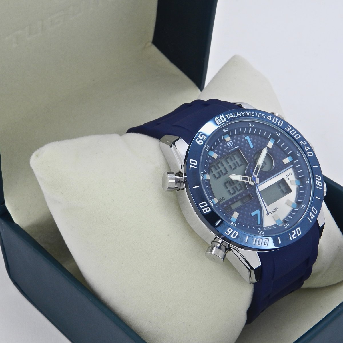 Relógio Masculino Tuguir AnaDigi 2308 Prata e Azul Azul 3