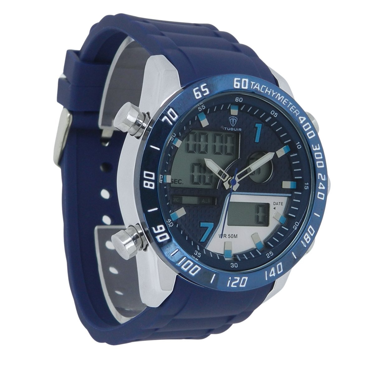Relógio Masculino Tuguir AnaDigi 2308 Prata e Azul Azul 4