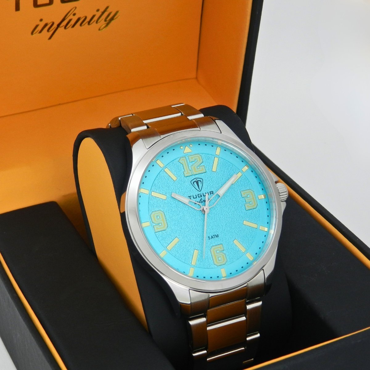 Relógio Masculino de Aço Tuguir Analógico Infinity TGI37238 Prata e Ciano (DCRE: 2026/08233-7) Prata 3