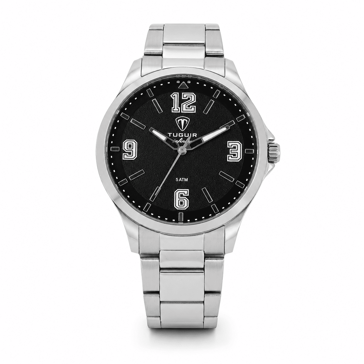 Relógio Masculino de Aço Tuguir Analógico Infinity TGI37234 Prata e Preto (DCRE: 2026/08233-7)