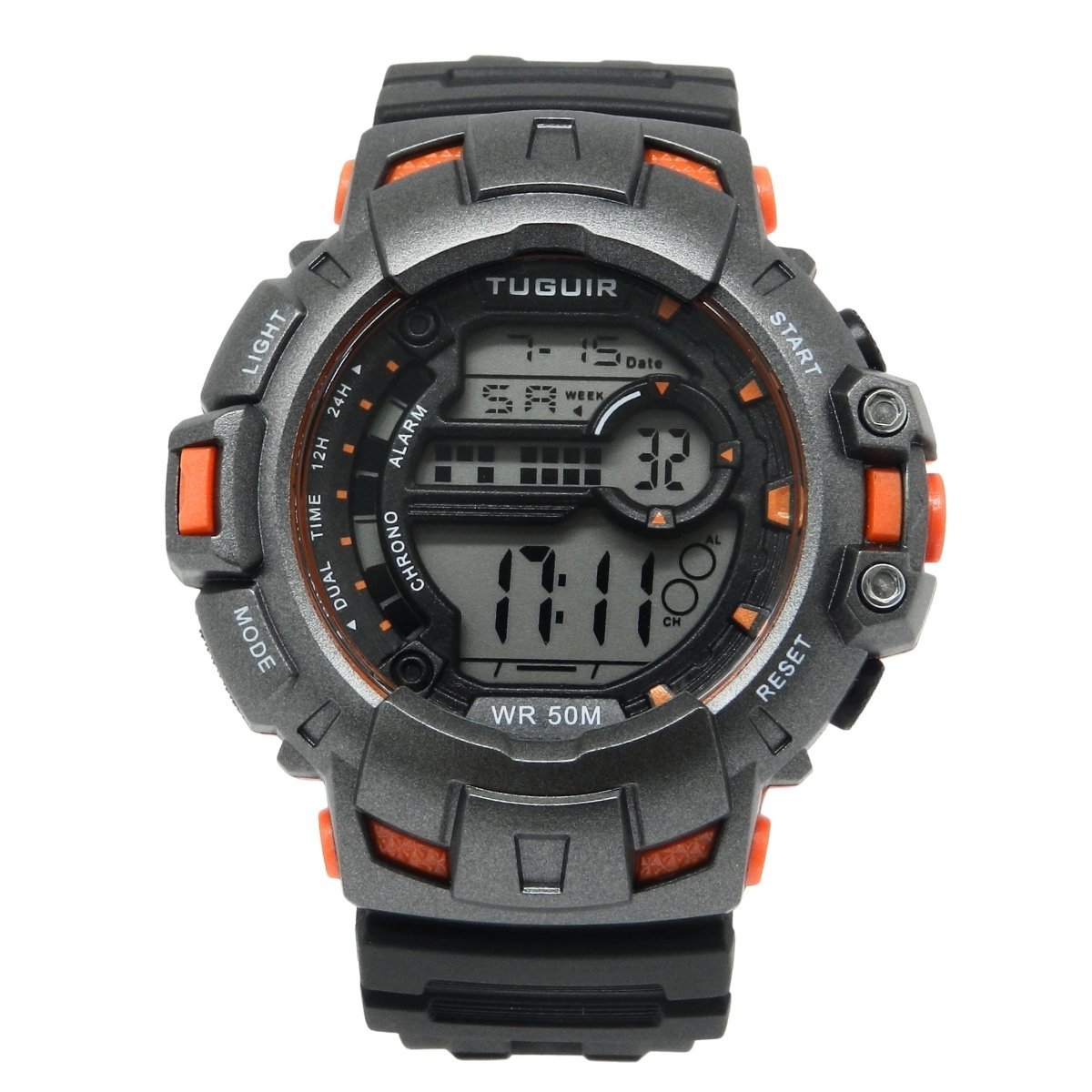 Relógio Masculino Tuguir Digital TG30451 Cinza e Laranja (DCRE: 2025/11114-7)