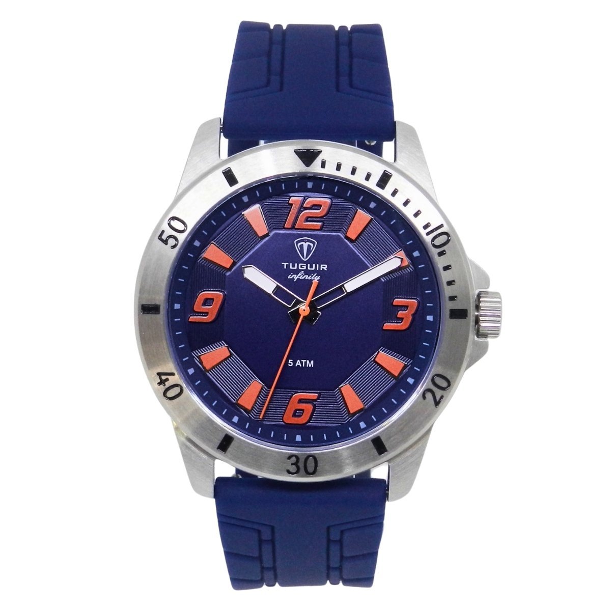 Relógio Masculino de Aço Tuguir Analógico Infinity 9169K Prata e Azul e Laranja (DCRE: 2024/14948-5) Prata 2