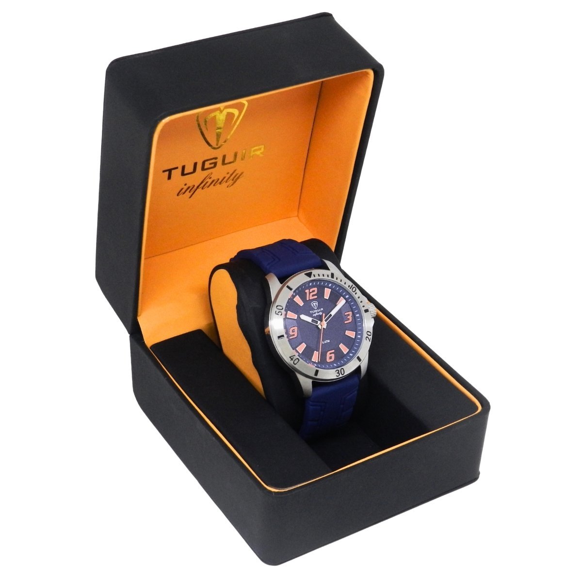 Relógio Masculino de Aço Tuguir Analógico Infinity 9169K Prata e Azul e Laranja (DCRE: 2024/14948-5) Prata 4