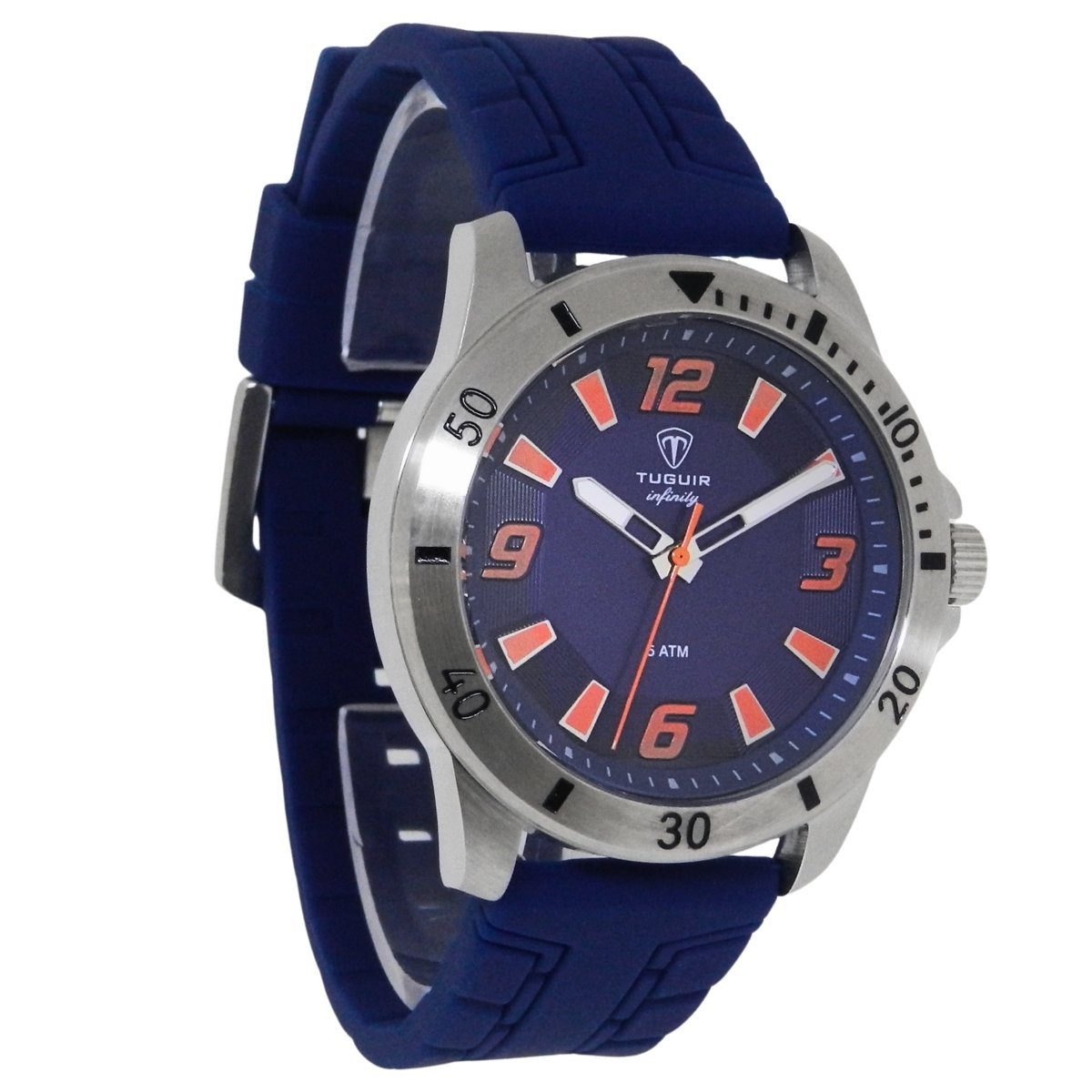 Relógio Masculino de Aço Tuguir Analógico Infinity 9169K Prata e Azul e Laranja (DCRE: 2024/14948-5) Prata 5