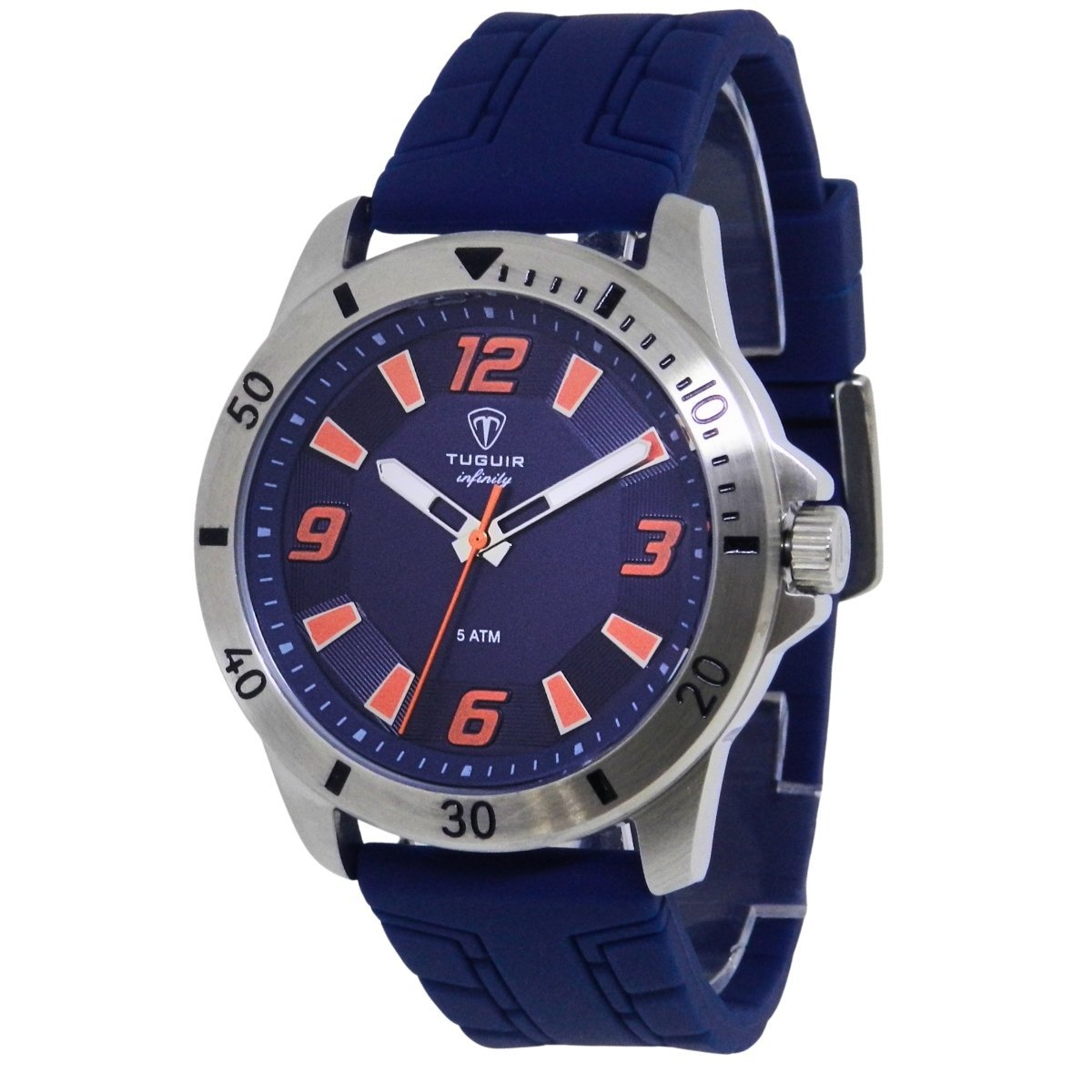 Relógio Masculino de Aço Tuguir Analógico Infinity 9169K Prata e Azul e Laranja (DCRE: 2024/14948-5) Prata 6