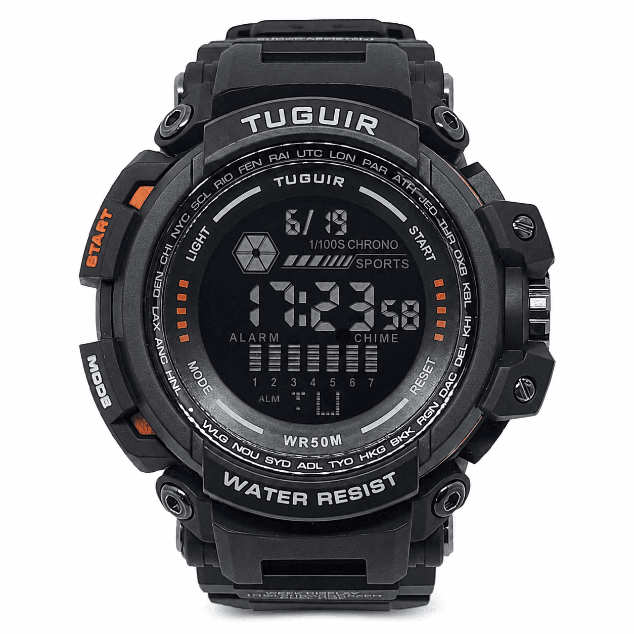 Relógio Masculino Tuguir Digital TG30408 Preto e Laranja (DCRE: 2025/11253-4) Preto 2