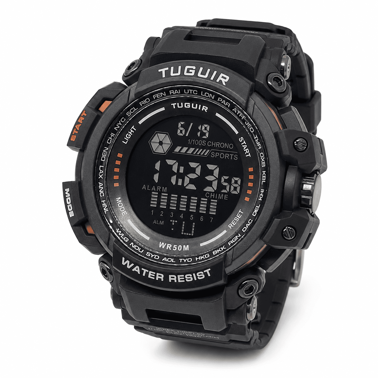 Relógio Masculino Tuguir Digital TG30408 Preto e Laranja (DCRE: 2025/11253-4) Preto 3
