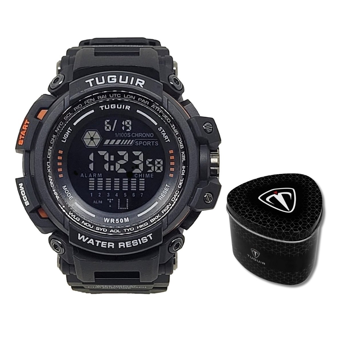 Relógio Masculino Tuguir Digital TG30408 Preto e Laranja (DCRE: 2025/11253-4) Preto 4