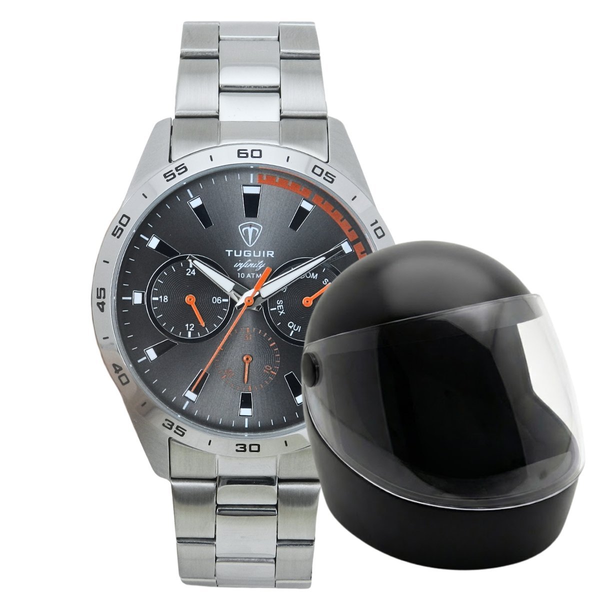 Relógio Masculino de Aço MultiFunção Tuguir Analógico Infinity TGI37062 Prata e Cinza (DCRE: 2024/35970-6) Prata 2