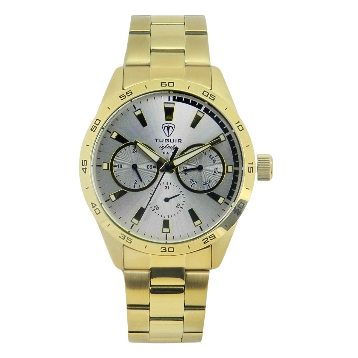 Relógio Masculino de Aço MultiFunção Tuguir Analógico Infinity TGI37064 Dourado (DCRE: 2024/35970-6)