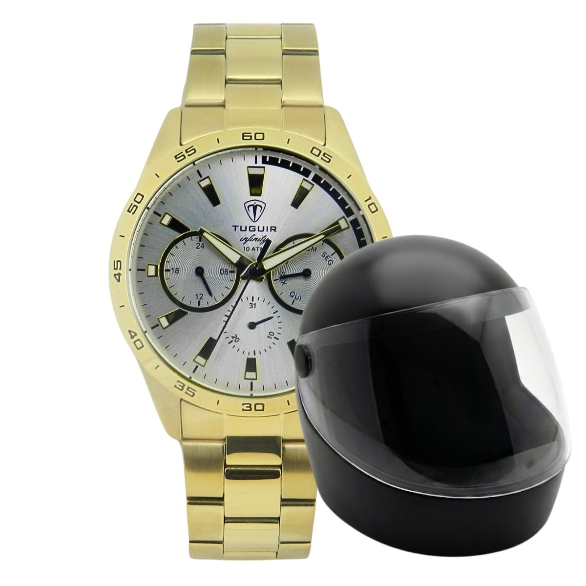 Relógio Masculino de Aço MultiFunção Tuguir Analógico Infinity TGI37064 Dourado (DCRE: 2024/35970-6) Dourado 2