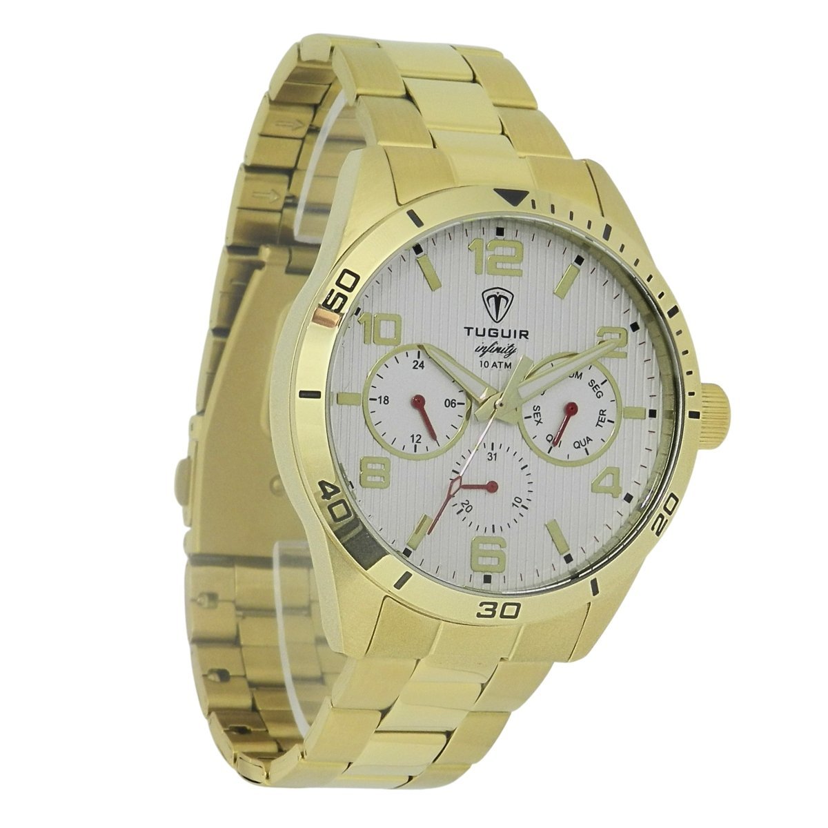 Relógio Masculino de Aço MultiFunção Tuguir Analógico Infinity TGI37060 Dourado e Branco (DCRE: 2024/35970-6) Dourado 3