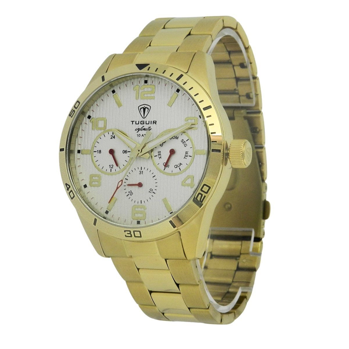 Relógio Masculino de Aço MultiFunção Tuguir Analógico Infinity TGI37060 Dourado e Branco (DCRE: 2024/35970-6) Dourado 4