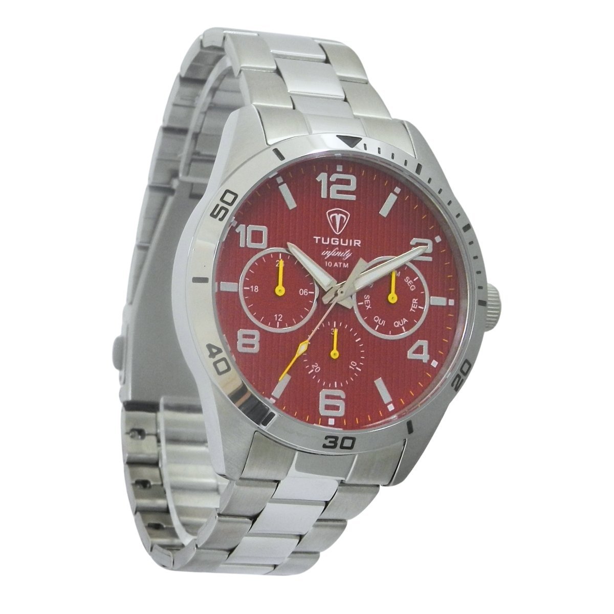 Relógio Masculino de Aço MultiFunção Tuguir Analógico Infinity TGI37057 Prata e Vermelho (DCRE: 2024/35970-6) Prata 3