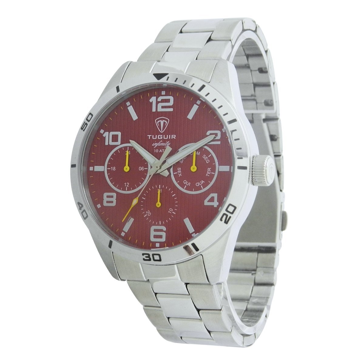Relógio Masculino de Aço MultiFunção Tuguir Analógico Infinity TGI37057 Prata e Vermelho (DCRE: 2024/35970-6) Prata 4