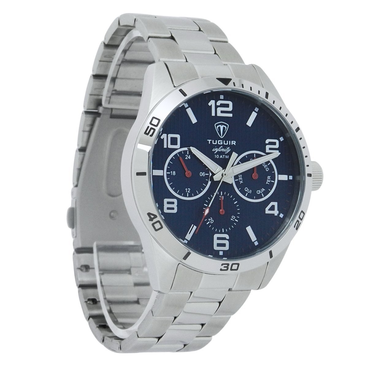Relógio Masculino de Aço MultiFunção Tuguir Analógico Infinity TGI37056 Prata e Azul (DCRE: 2024/35970-6) Prata 3