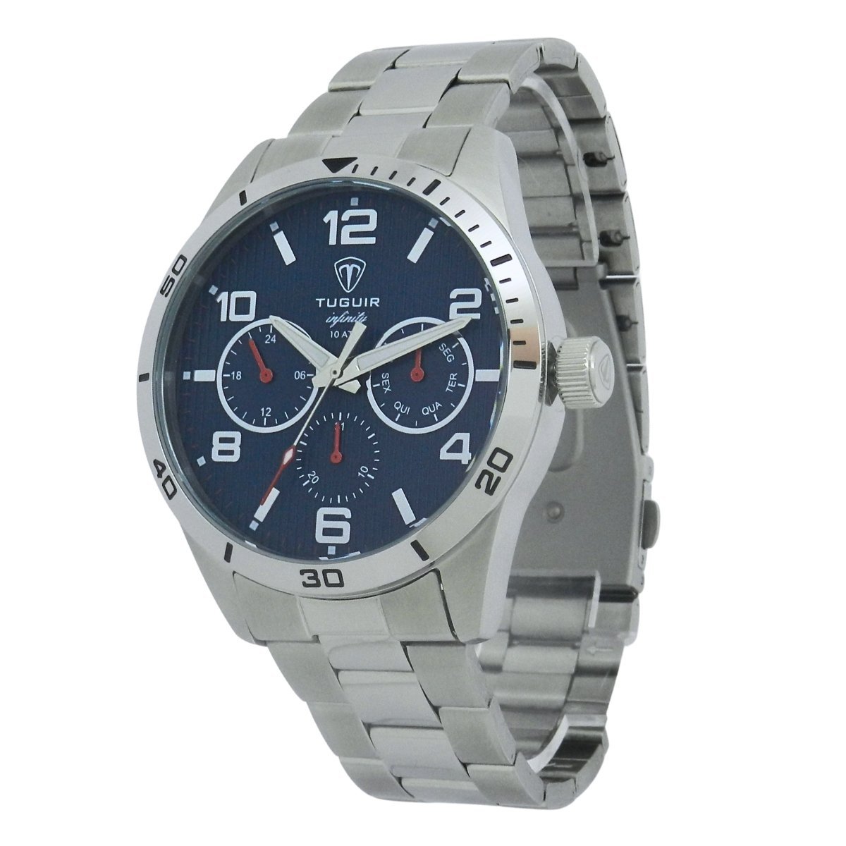 Relógio Masculino de Aço MultiFunção Tuguir Analógico Infinity TGI37056 Prata e Azul (DCRE: 2024/35970-6) Prata 4