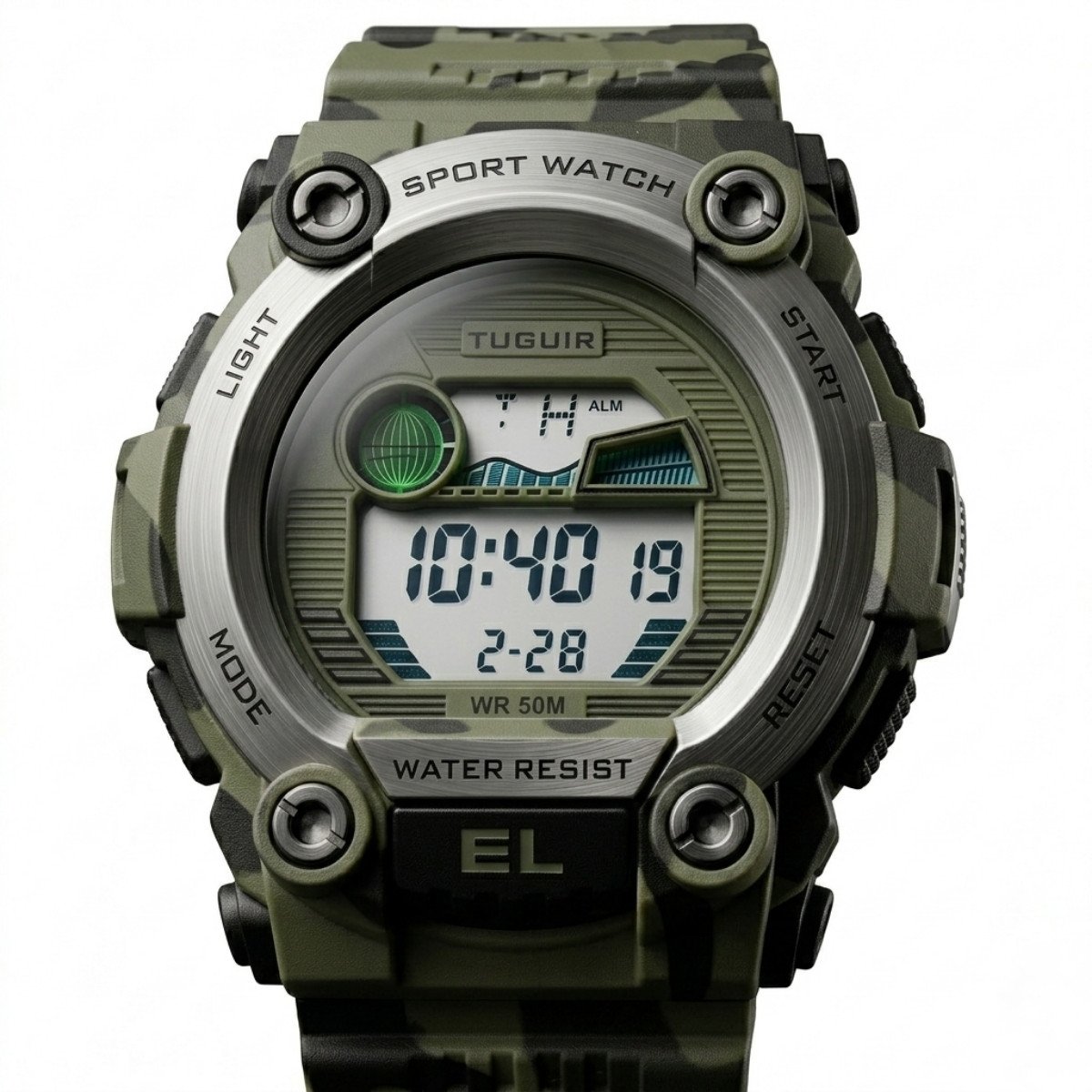 Relógio Menino Tuguir Digital TG30349 Verde Camuflado (DCRE: 2024/34310-9)