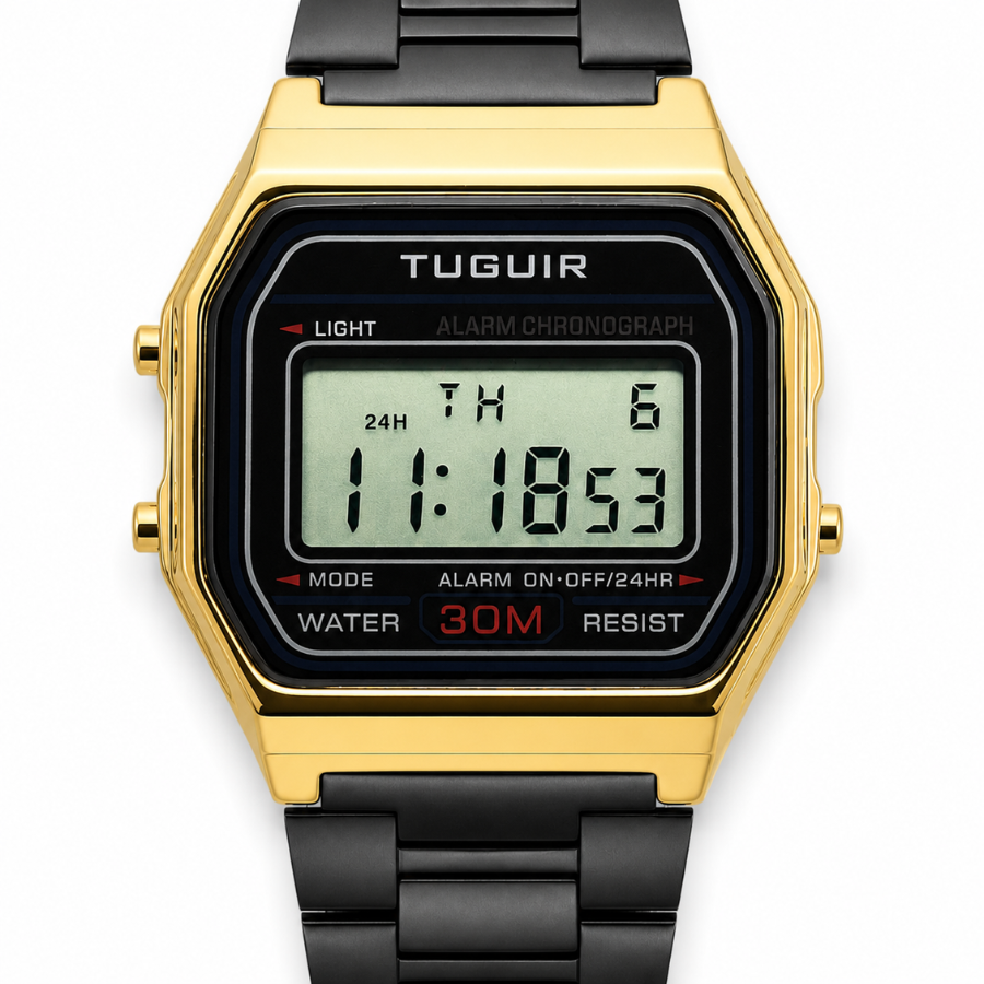 Relógio Unissex Tuguir Digital TG30320 Preto e Dourado (DCRE: 2024/32398-1)