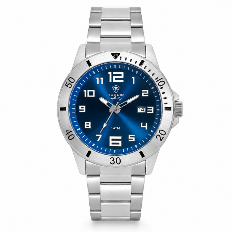 Relógio Masculino de Aço Tuguir Analógico Infinity TGI37010 Prata e Azul (DCRE: 2024/14956-6) Prata 2