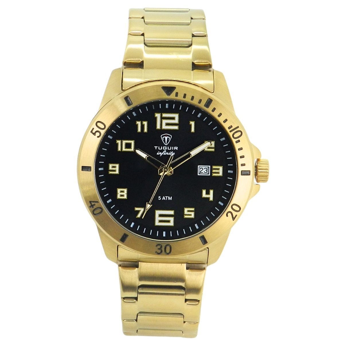 Relógio Masculino de Aço Tuguir Analógico Infinity TGI37012 Dourado e Preto (DCRE: 2024/14986-8)