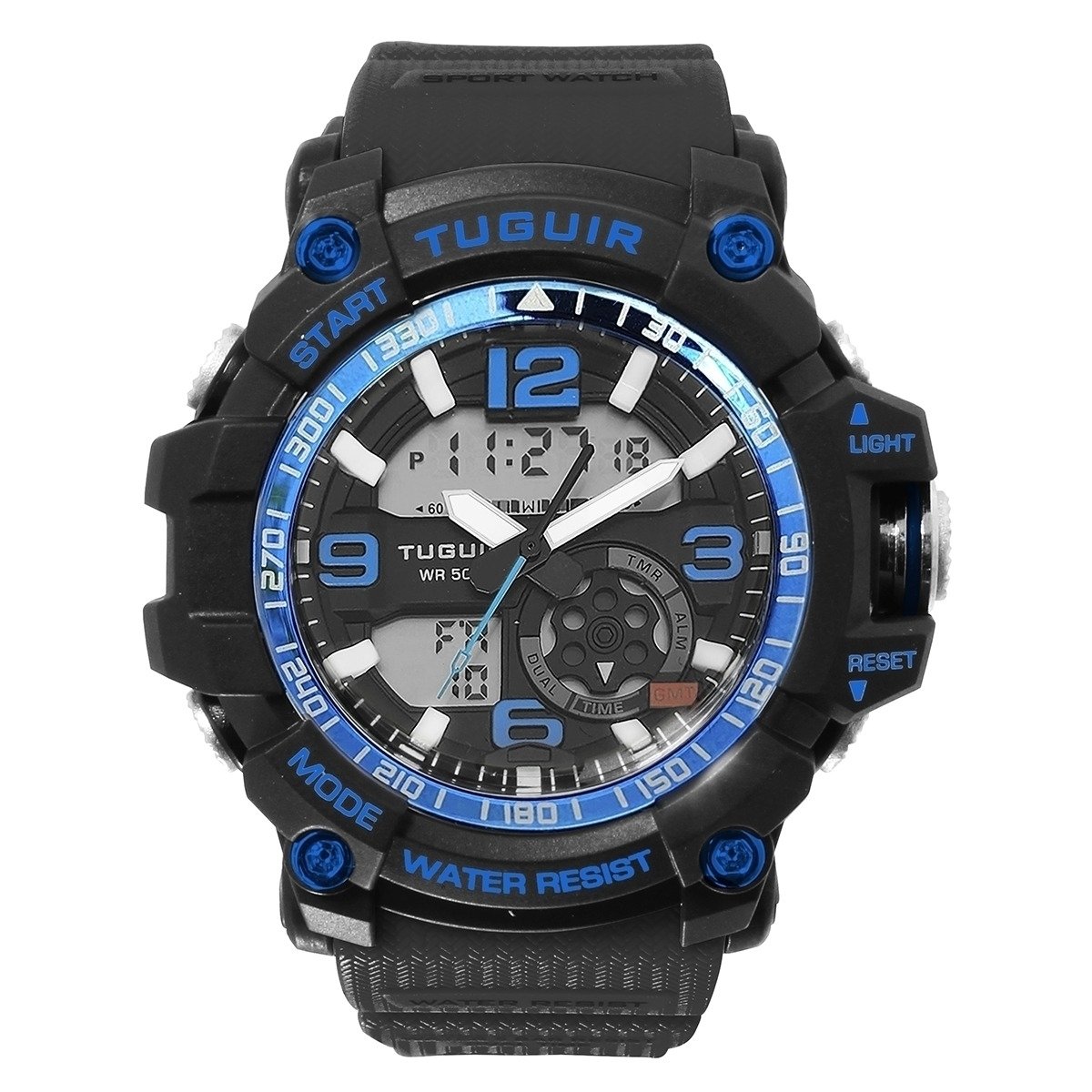 Relógio Masculino Tuguir AnaDigi TG253 Preto e Azul (DCRE: 2024/02055-5)