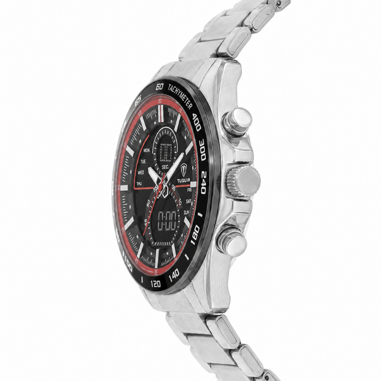 Relógio Masculino Tuguir AnaDigi TG1156 Prata e Vermelho (DCRE: 2023/27863-0) Prata 2