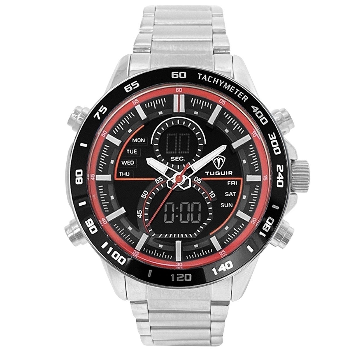 Relógio Masculino Tuguir AnaDigi TG1156 Prata e Vermelho (DCRE: 2023/27863-0) Prata 3
