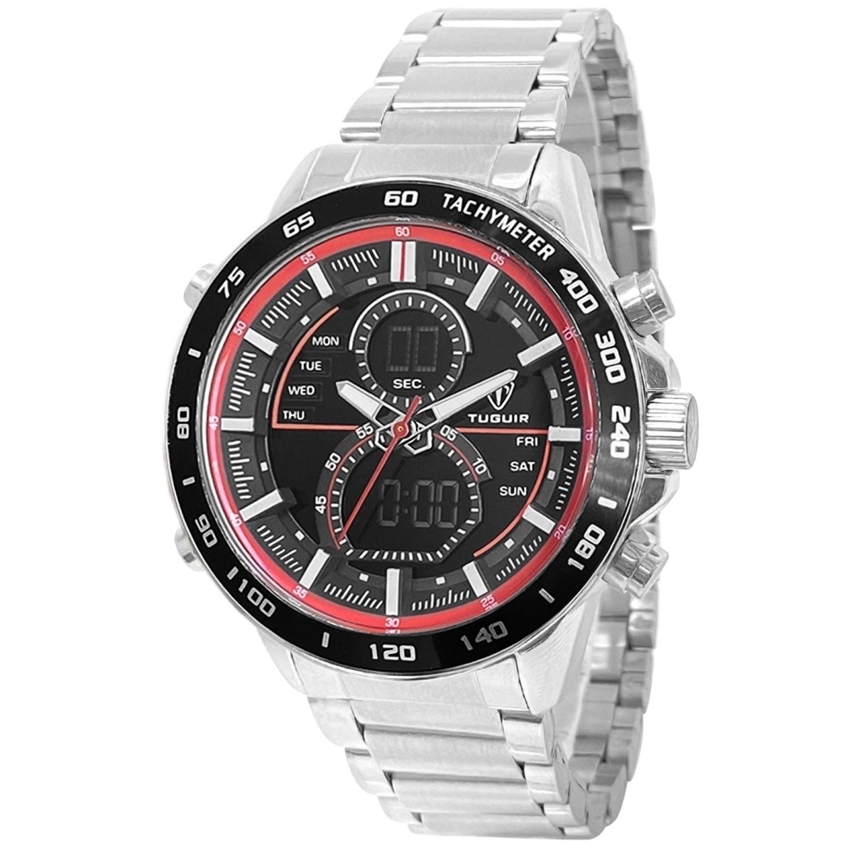Relógio Masculino Tuguir AnaDigi TG1156 Prata e Vermelho (DCRE: 2023/27863-0) Prata 4