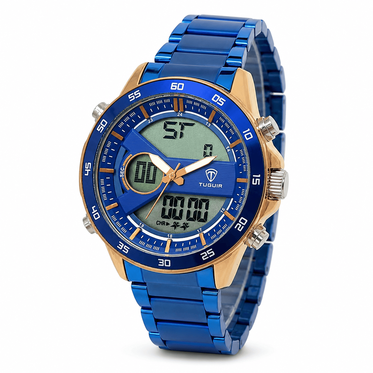 Relógio Masculino Tuguir AnaDigi TG1161 Azul e Rosê (DCRE: 2023/27860-5)