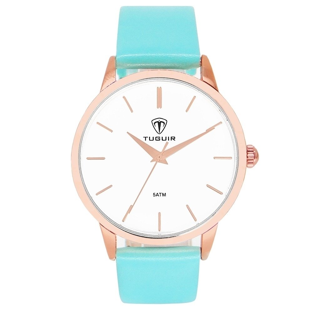 Relógio Feminino Tuguir Analógico TG106 Rose e Verde água (DCRE: 2022/33914-7) Dourado/Azul 3