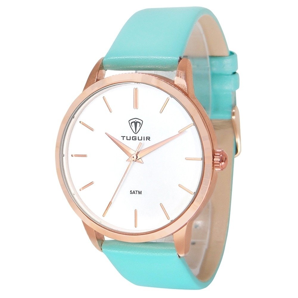Relógio Feminino Tuguir Analógico TG106 Rose e Verde água (DCRE: 2022/33914-7) Dourado/Azul 4