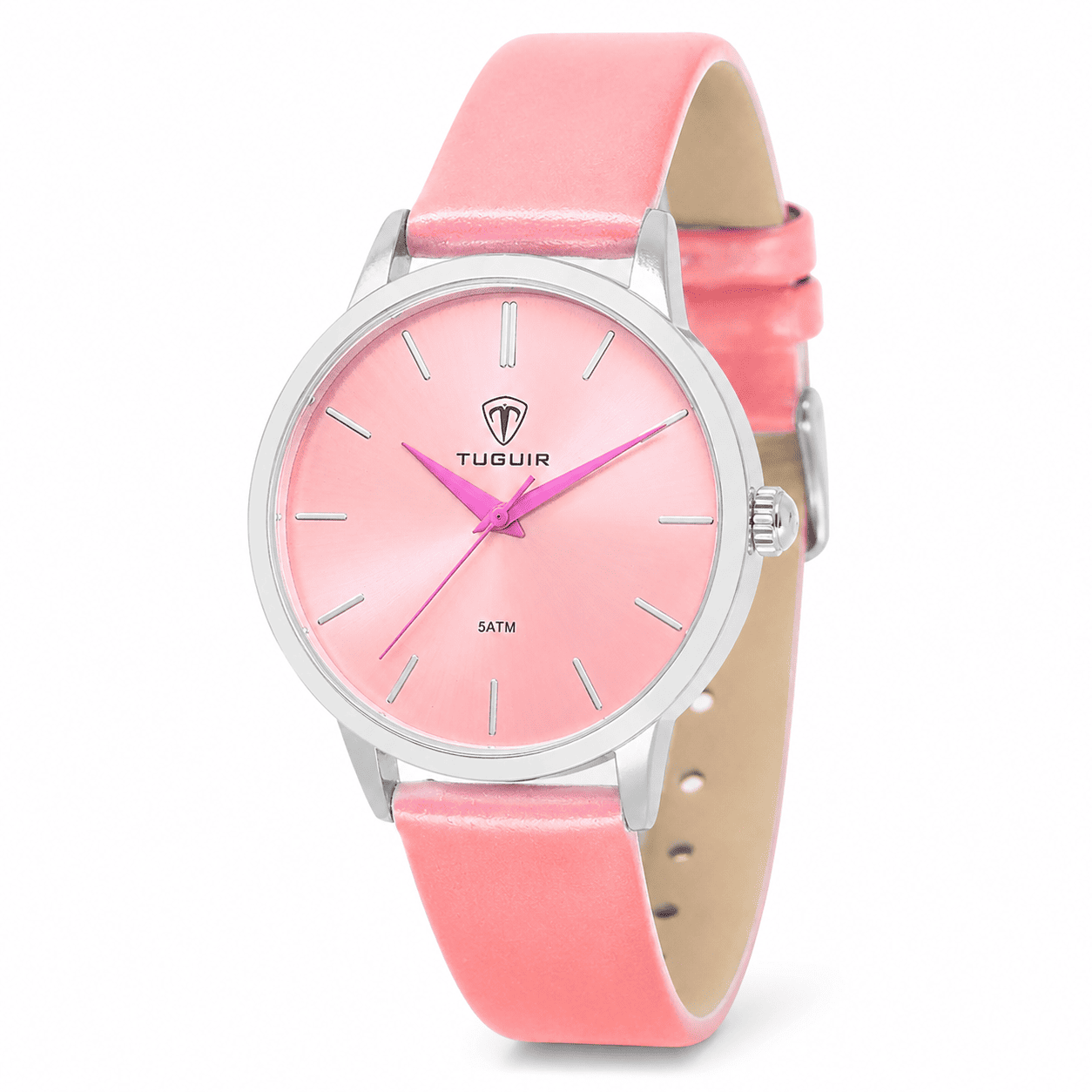 Relógio Feminino Tuguir Analógico TG106 Rosa e Prata (DCRE: 2022/33921-0)