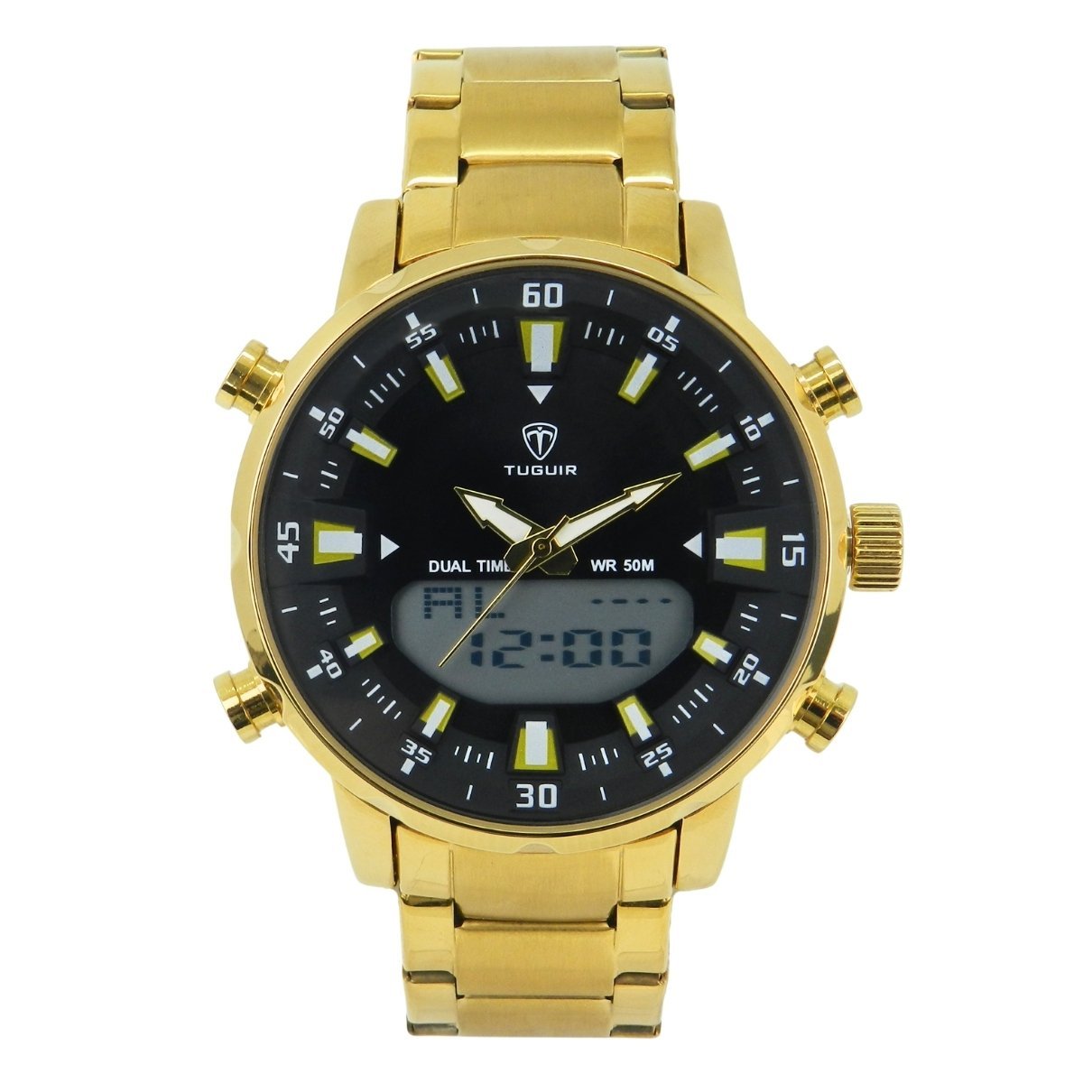 Relógio Masculino Tuguir AnaDigi TG1815 Dourado e Preto (DCRE: 2022/04307-8)
