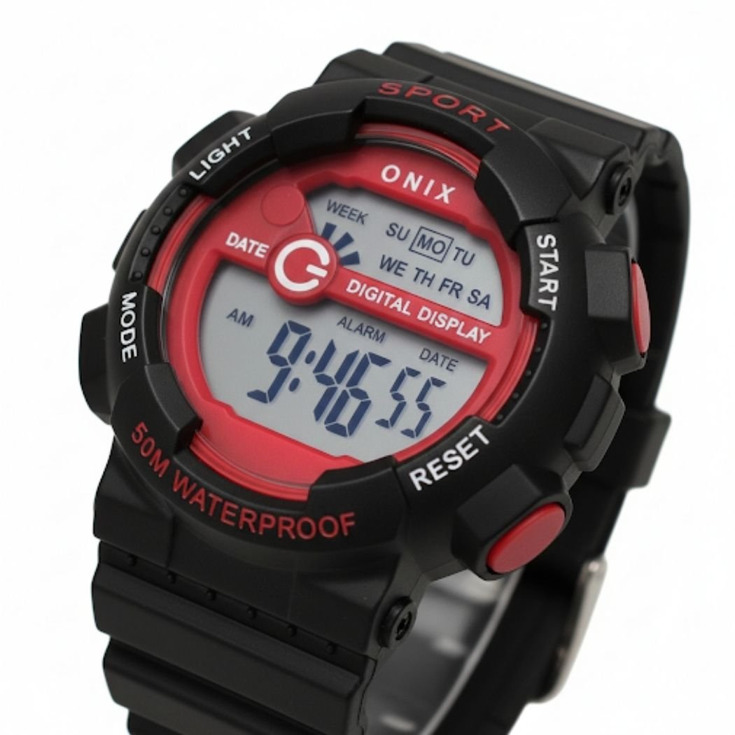 Relógio Masculino Onix Digital IT-855?0122? Preto e Vermelho (DCRE: 2024/41360-3) Preto 3