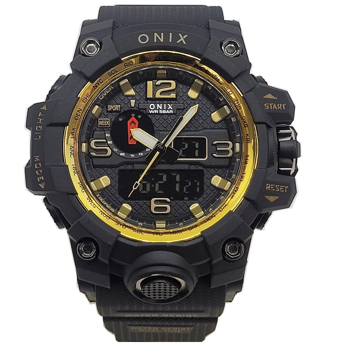 Relógio Masculino Onix AnaDigi OX117 Preto e Dourado (DCRE: 2024/41359-0)