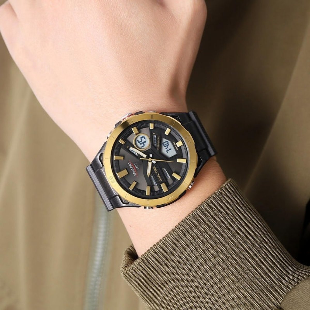 Relógio Masculino Skmei AnaDigi 2402 Dourado e Preto (DCRE: 2024/31883-0) Preto/Dourado 2