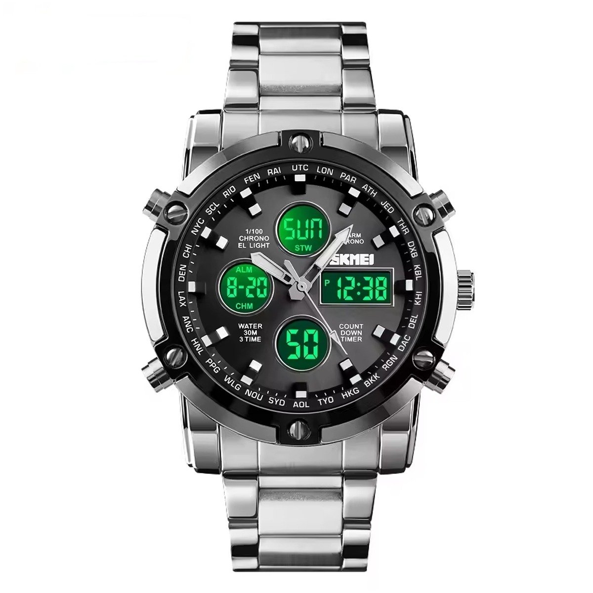 Relógio Masculino Skmei AnaDigi 1389 Prata e Cinza (DCRE: 2024/10595-0) Prata/Cinza 2